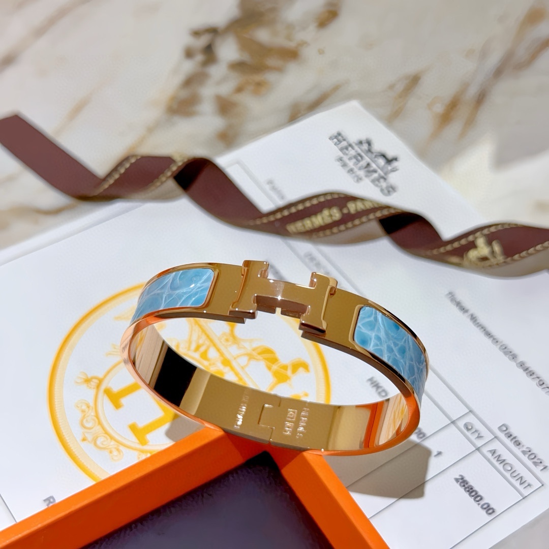 HMS053 12mm Metal crocodile leather Clic H bracelet 17 - ccjewelryacc