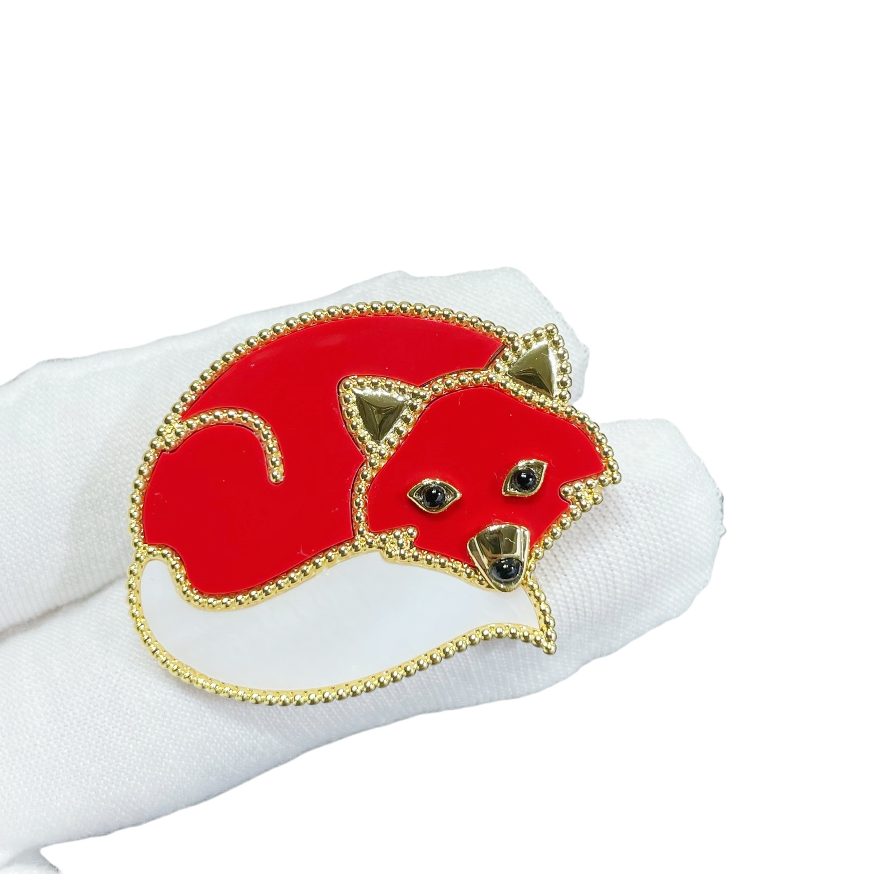 VCB018 18k gold Lucky Animals Fox brooch pin - ccjewelryacc