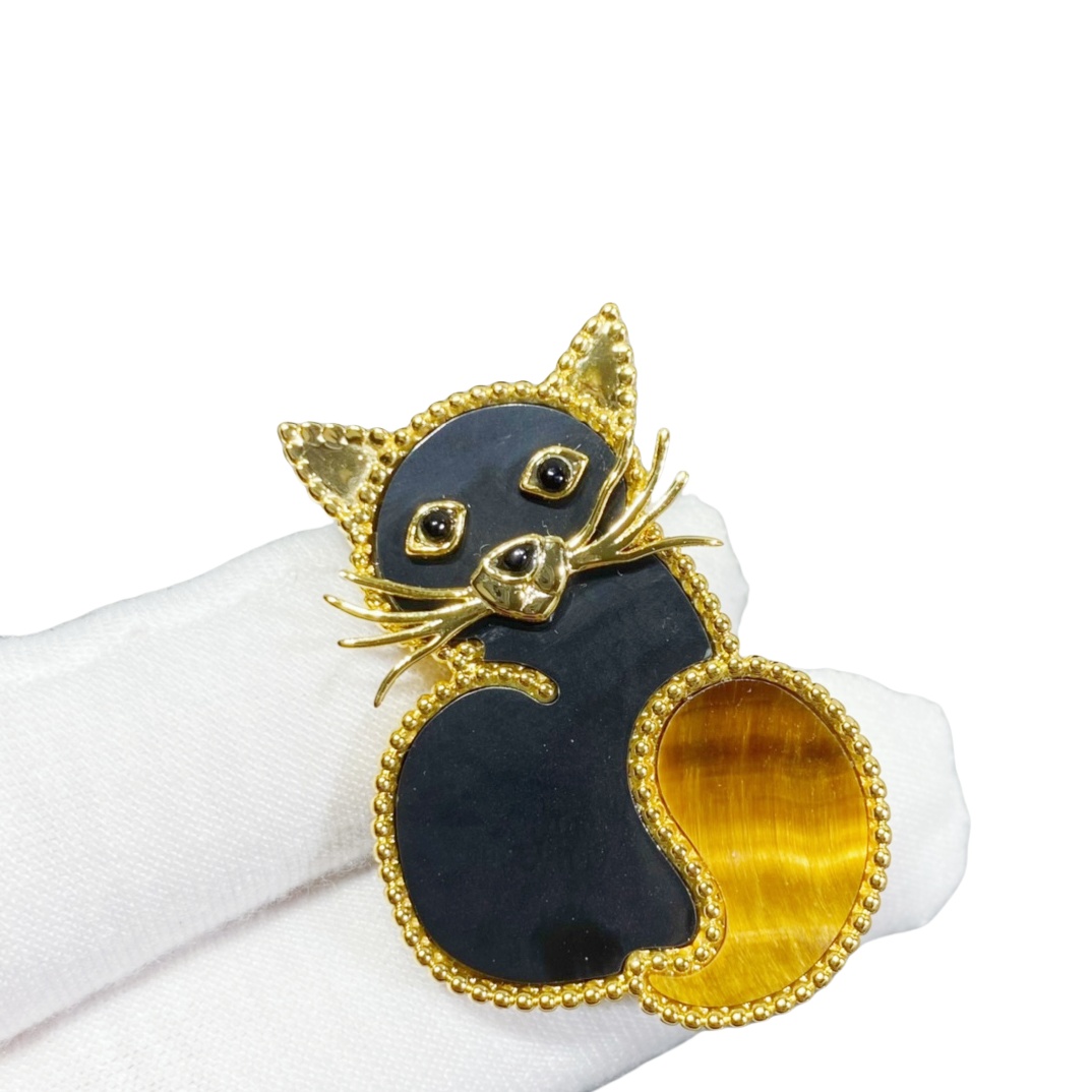 VCB023 18k gold Lucky Animals Cat brooch pin - ccjewelryacc