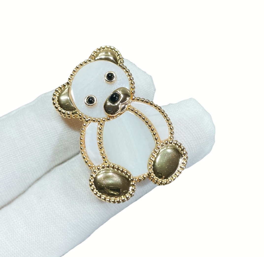 VCB017 18k gold Lucky Animals Taddy Bear brooch pin - ccjewelryacc