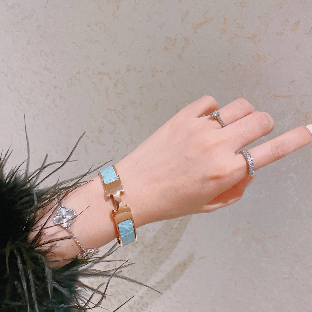 HMS053 12mm Metal crocodile leather Clic H bracelet 17 - ccjewelryacc