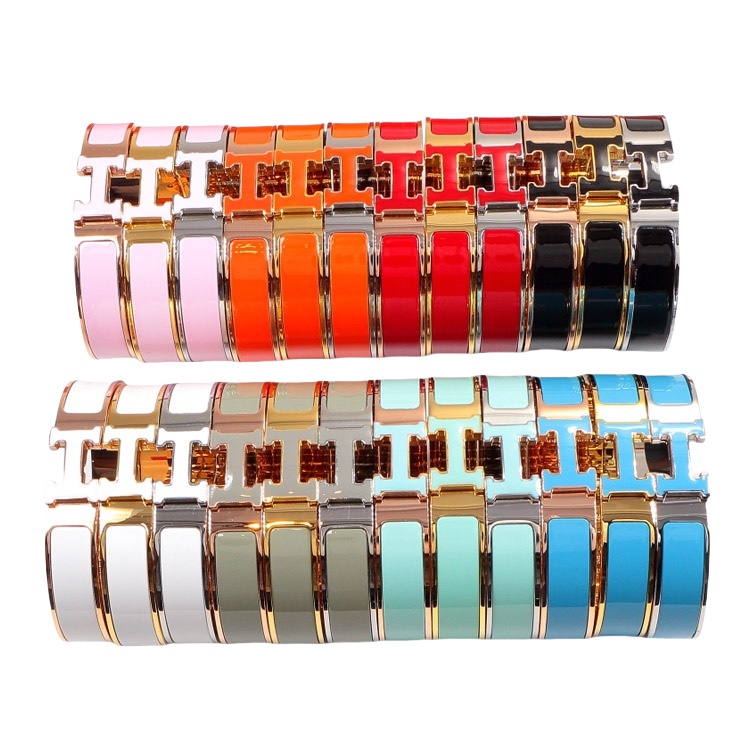 HMS046 12mm Metal enamel Clic H bracelet 17 - ccjewelryacc