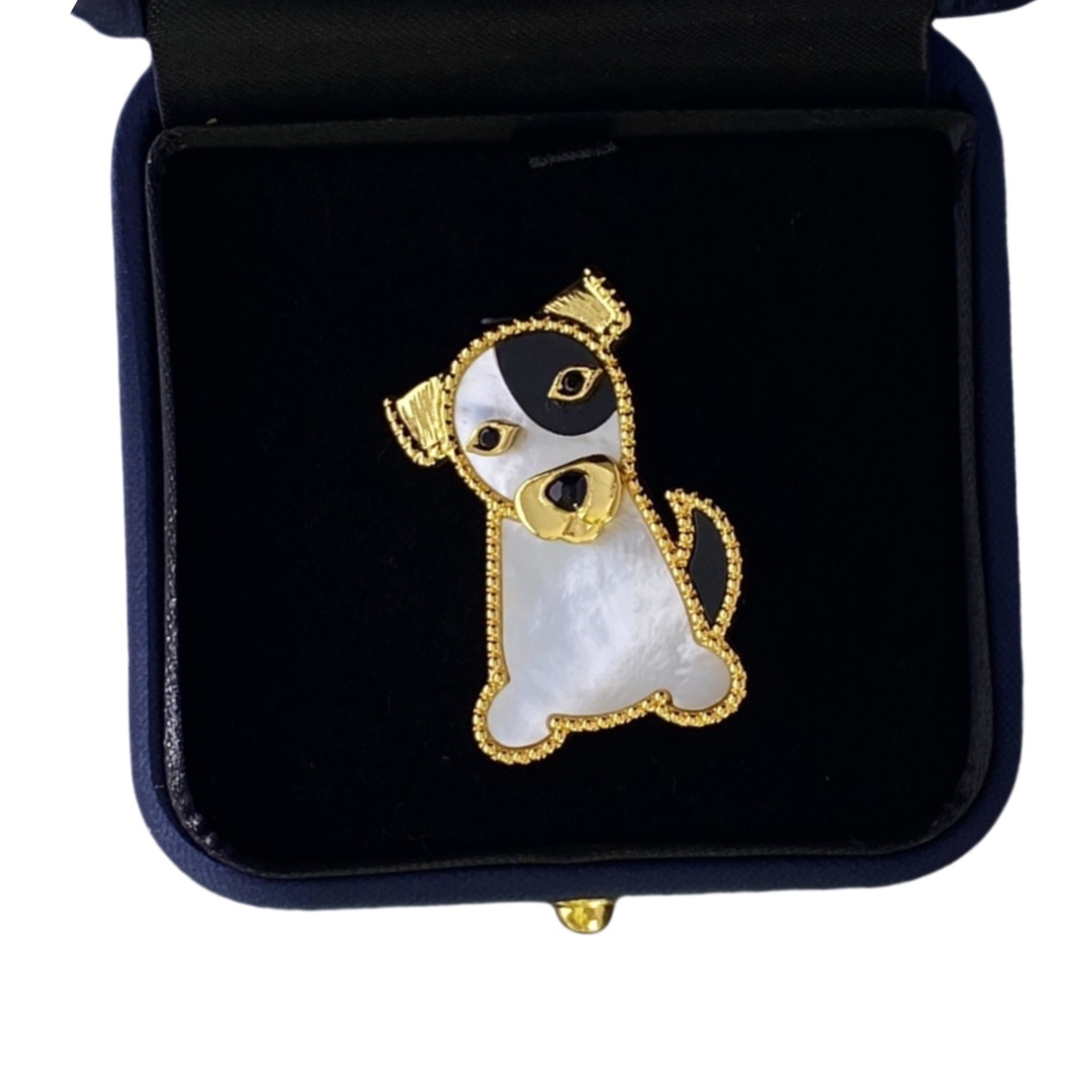VCB003 Lucky Animals Dog brooch pin 18k gold - ccjewelryacc