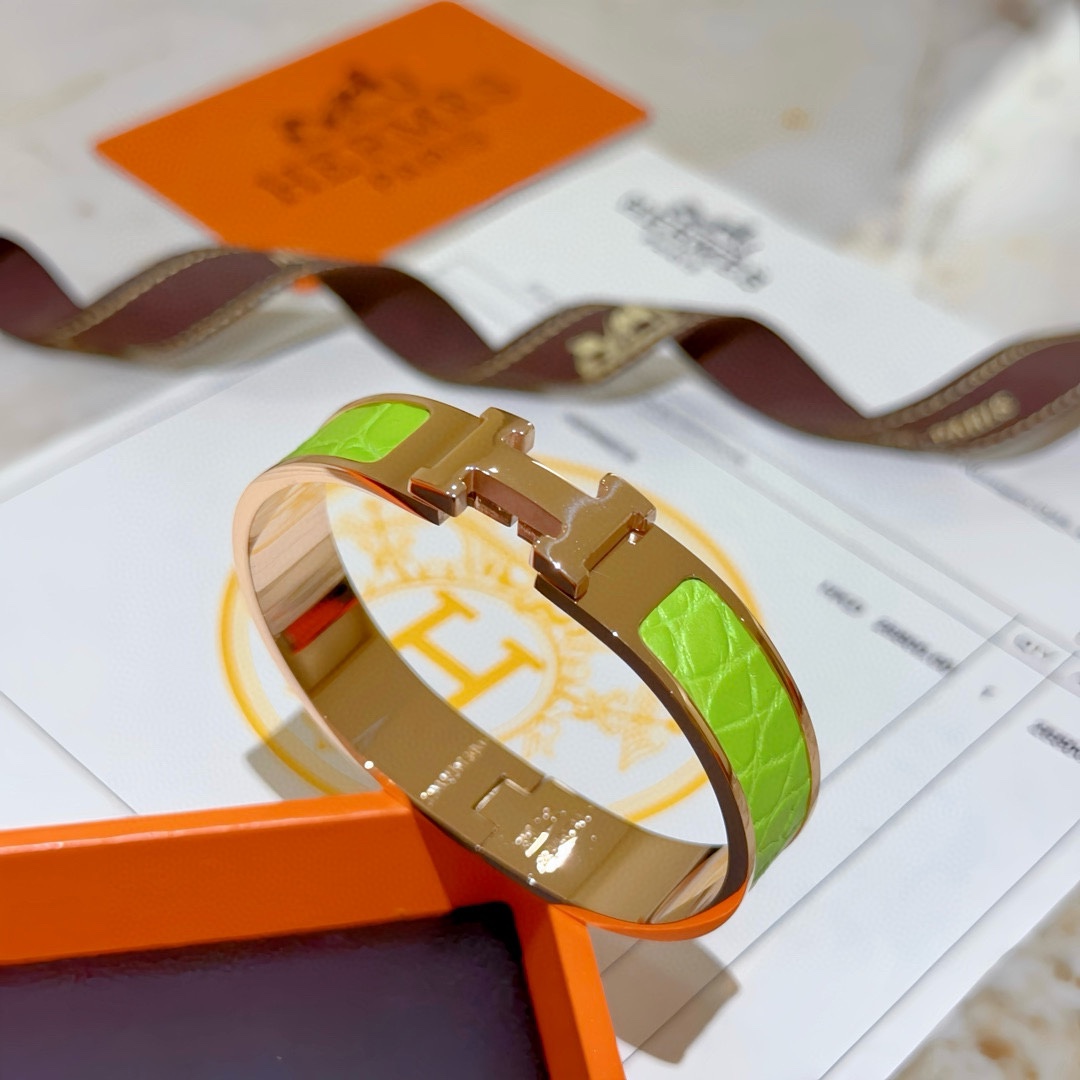 HMS053 12mm Metal crocodile leather Clic H bracelet 17 - ccjewelryacc