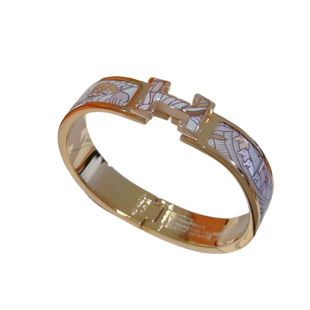 HMS047 12mm Metal enamel Clic H bracelet 17 - ccjewelryacc