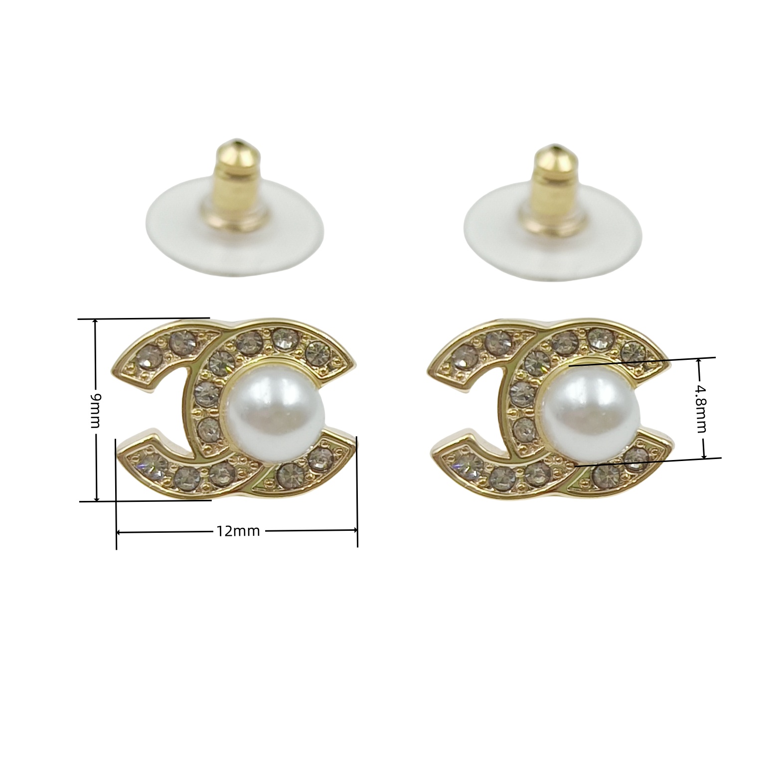CCE212 Mini Crystal and pearl CC stud earring - ccjewelryacc