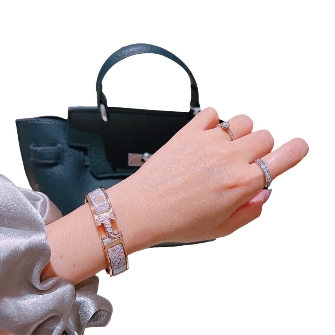 HMS047 12mm Metal enamel Clic H bracelet 17 - ccjewelryacc