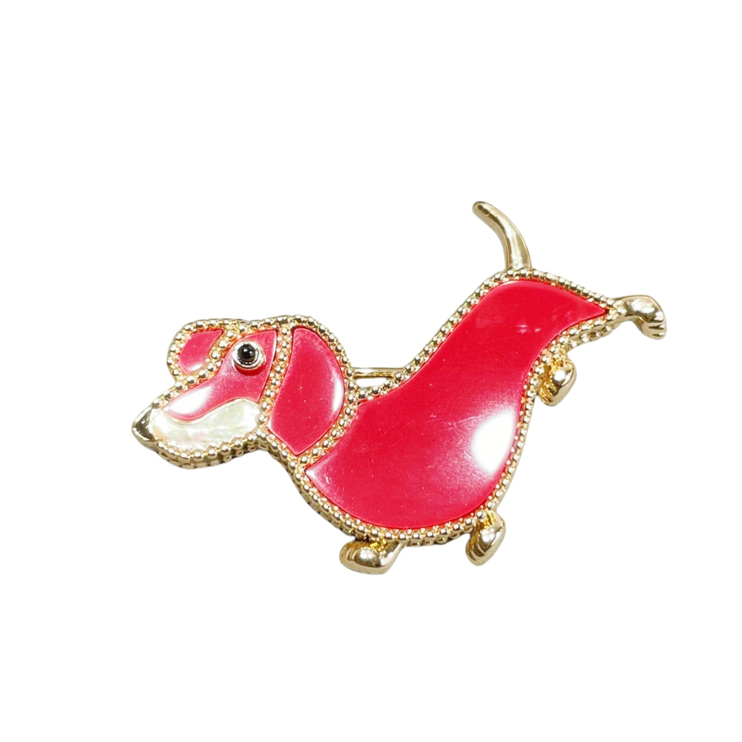 VCB020 18k gold Lucky Animals Dachshund brooch pin - ccjewelryacc