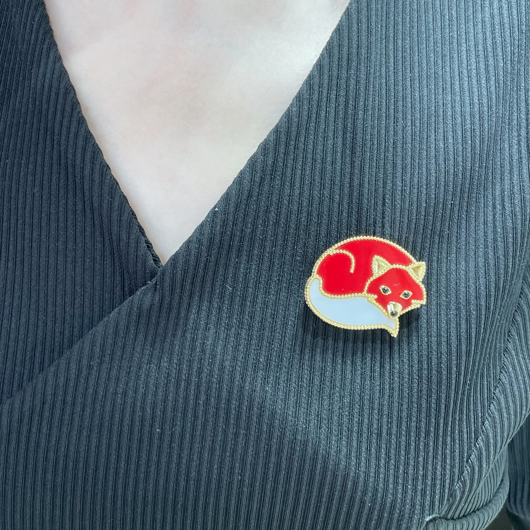 VCB018 18k gold Lucky Animals Fox brooch pin - ccjewelryacc