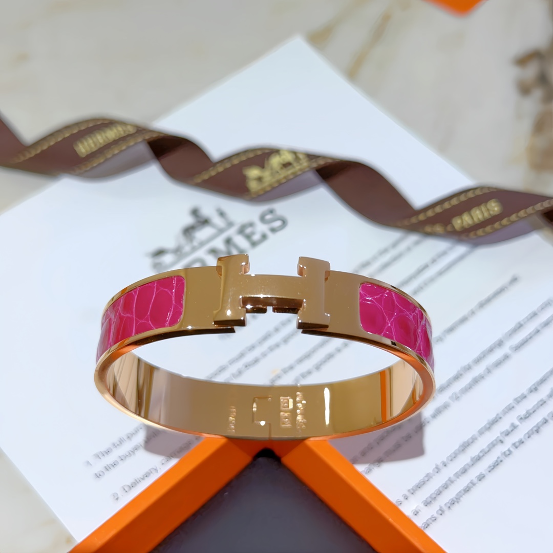 HMS053 12mm Metal crocodile leather Clic H bracelet 17 - ccjewelryacc