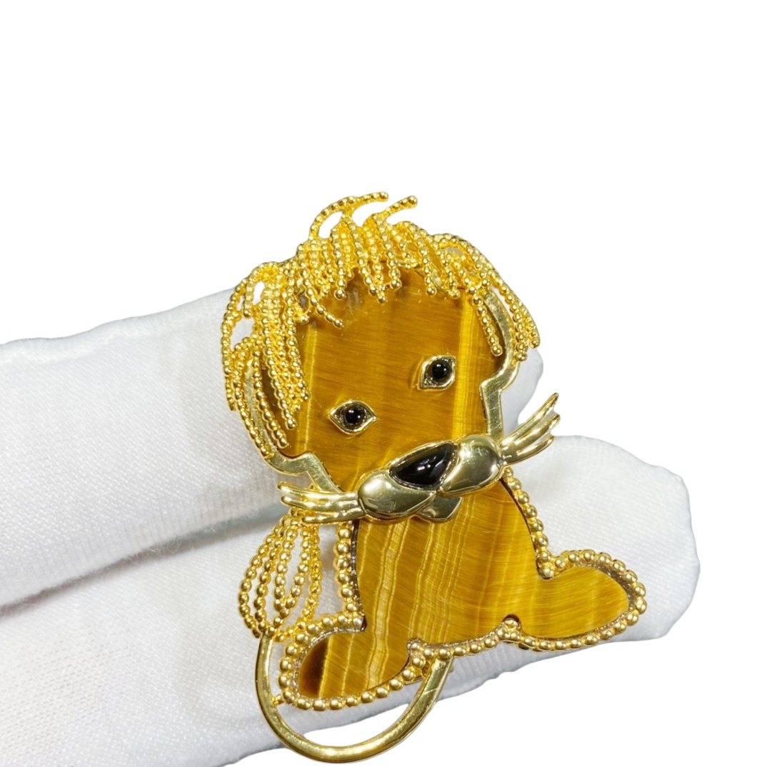 VCB022 18k gold Lucky Animals Lion brooch pin - ccjewelryacc