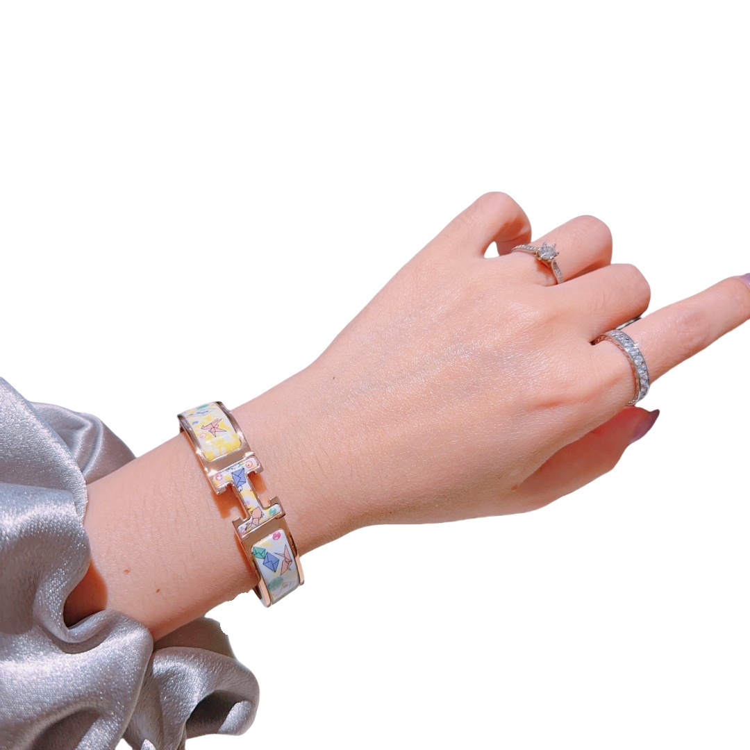 HMS048 12mm Metal enamel Clic H bracelet 17 - ccjewelryacc