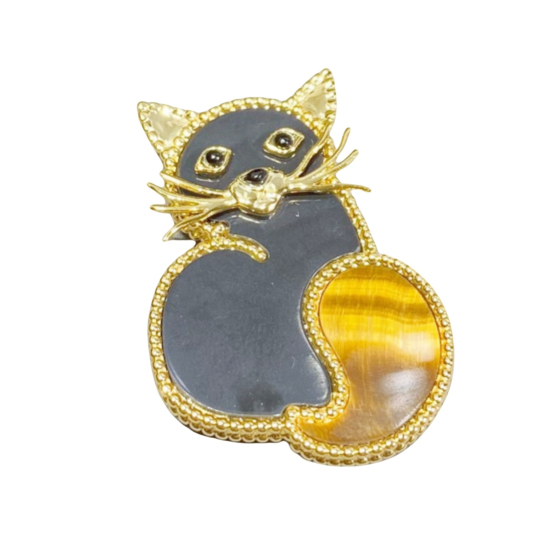 VCB023 18k gold Lucky Animals Cat brooch pin - ccjewelryacc