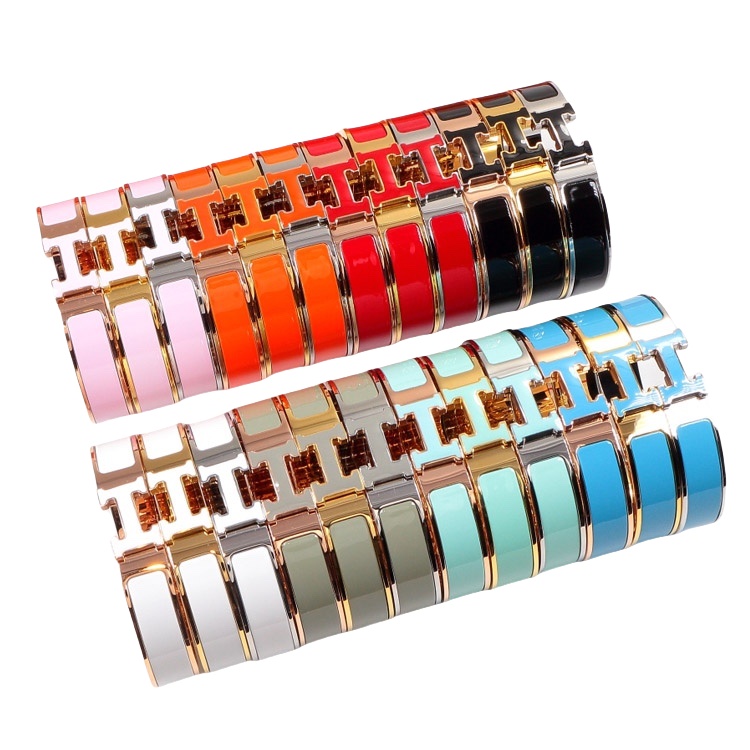 HMS046 12mm Metal enamel Clic H bracelet 17 - ccjewelryacc