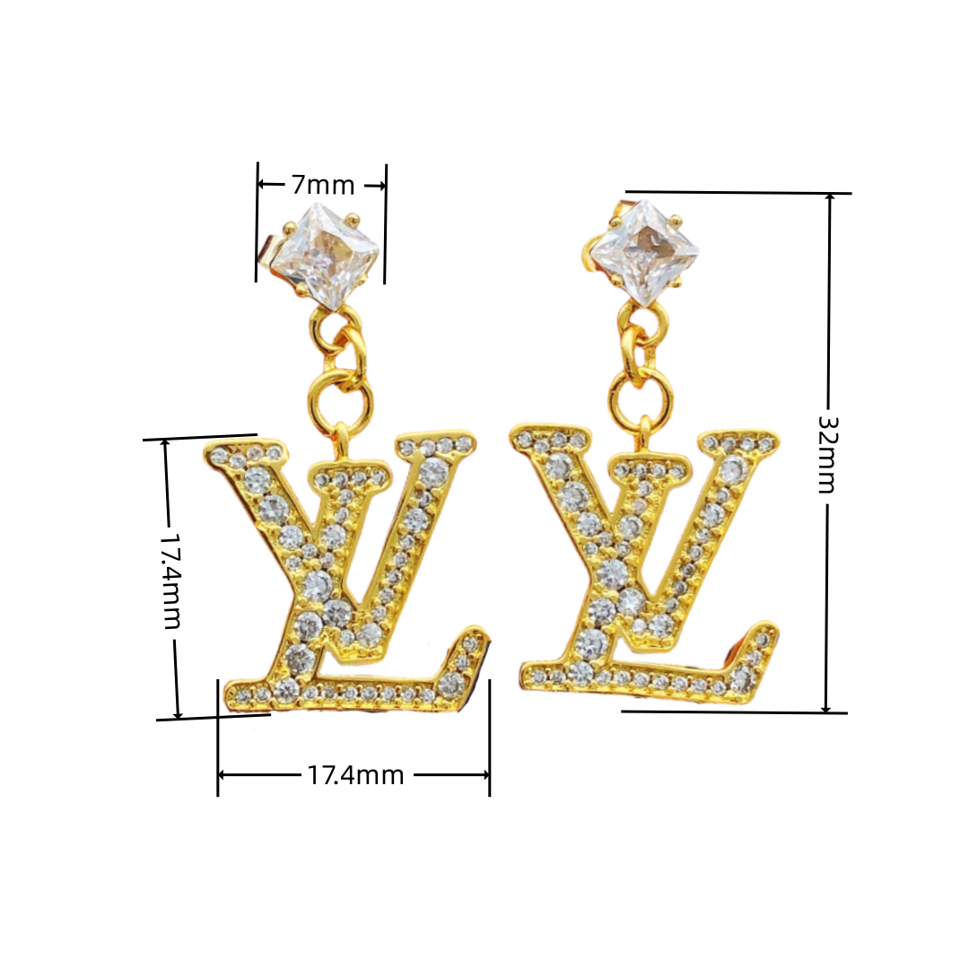 LVE015 VL Drop earring in metal and crystal - ccjewelryacc