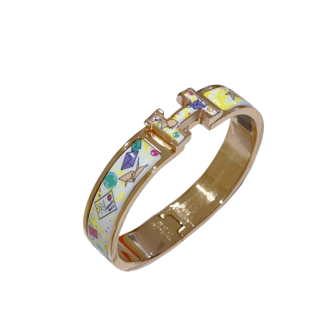 HMS048 12mm Metal enamel Clic H bracelet 17 - ccjewelryacc