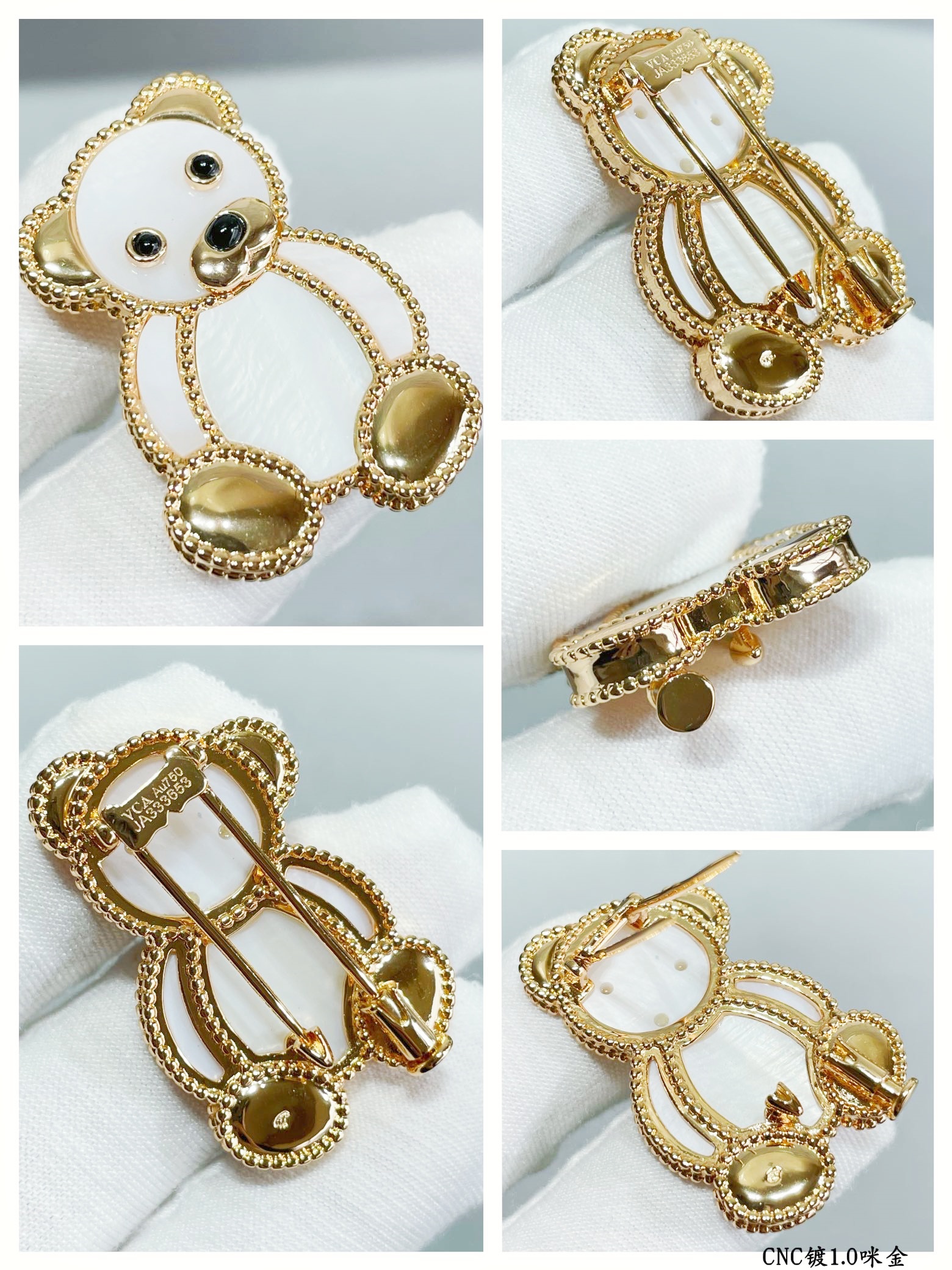 VCB017 18k gold Lucky Animals Taddy Bear brooch pin - ccjewelryacc