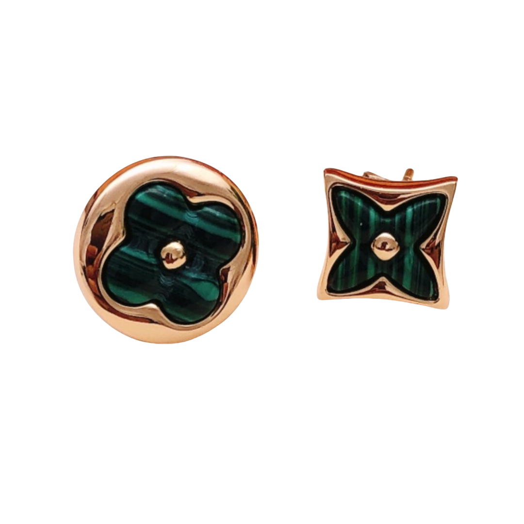 LVE119 Vuitton Green Mother of Pearl Color Blossom Star & Sun Stud Earrings - ccjewelryacc