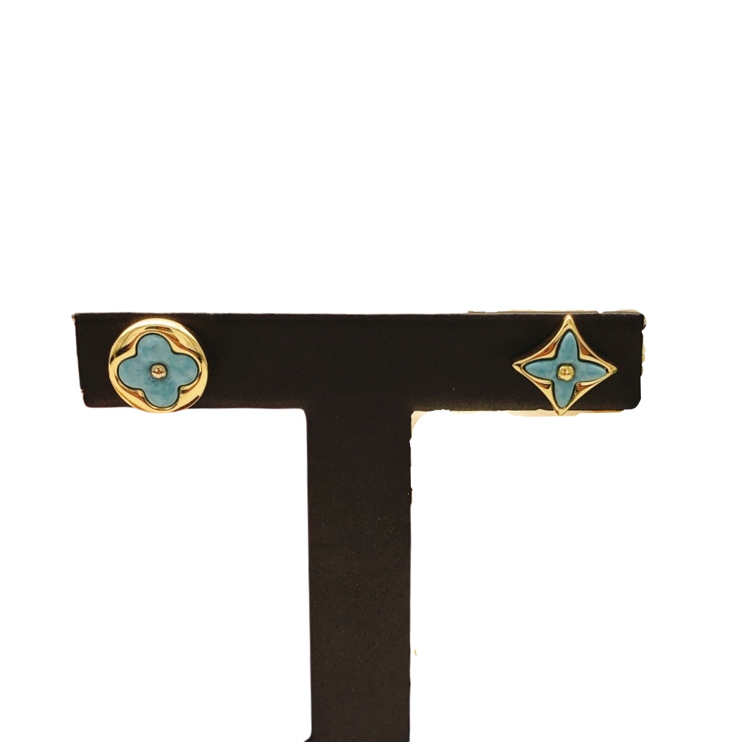 LVE120 Vuitton Color Blossom Star & Sun Stud Earrings - ccjewelryacc