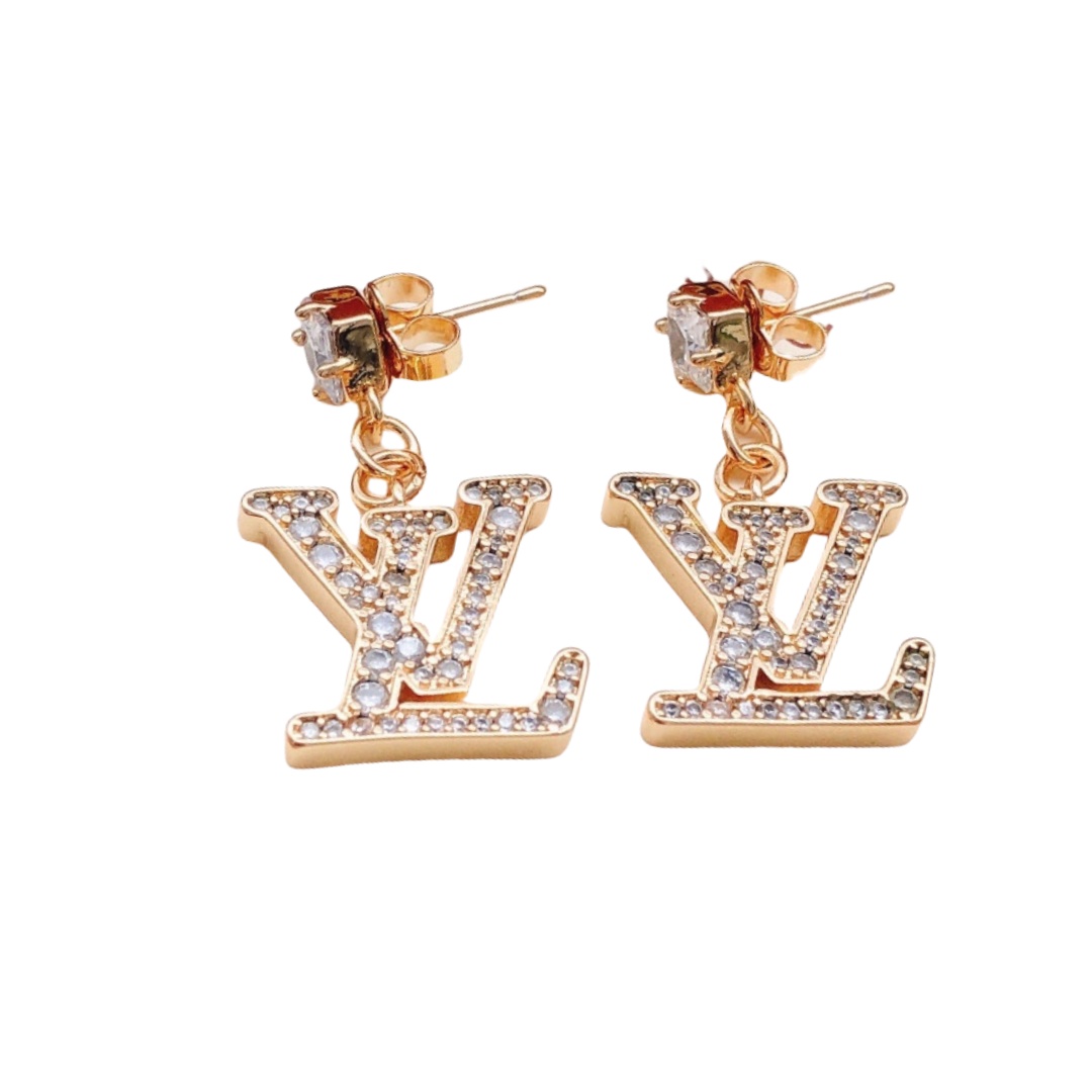LVE015 VL Drop earring in metal and crystal - ccjewelryacc