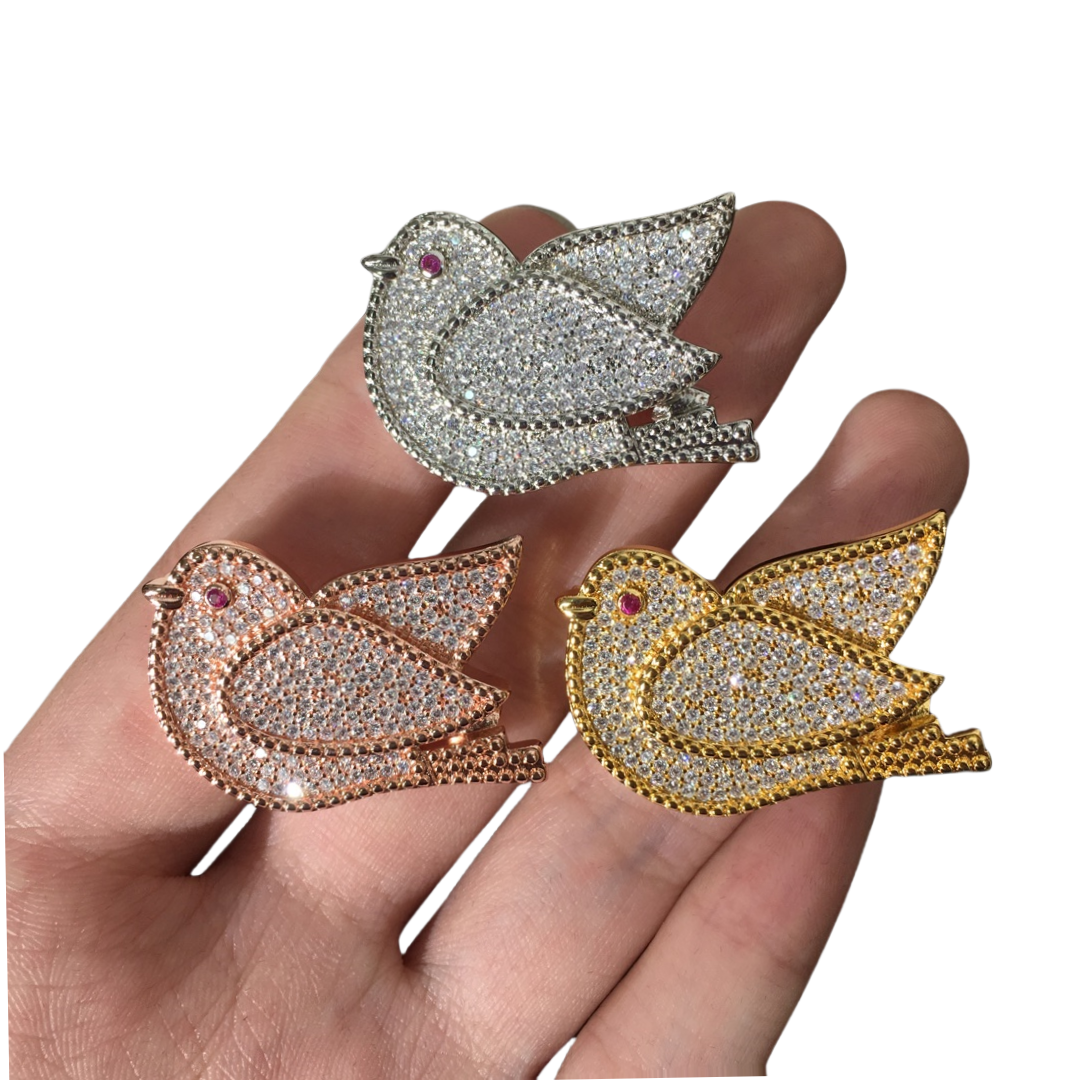 VCB012 Full crystal Lucky Animals Hedgehog/dog/cat/lion/Owl/rabbit brooch pin 18 gold - ccjewelryacc