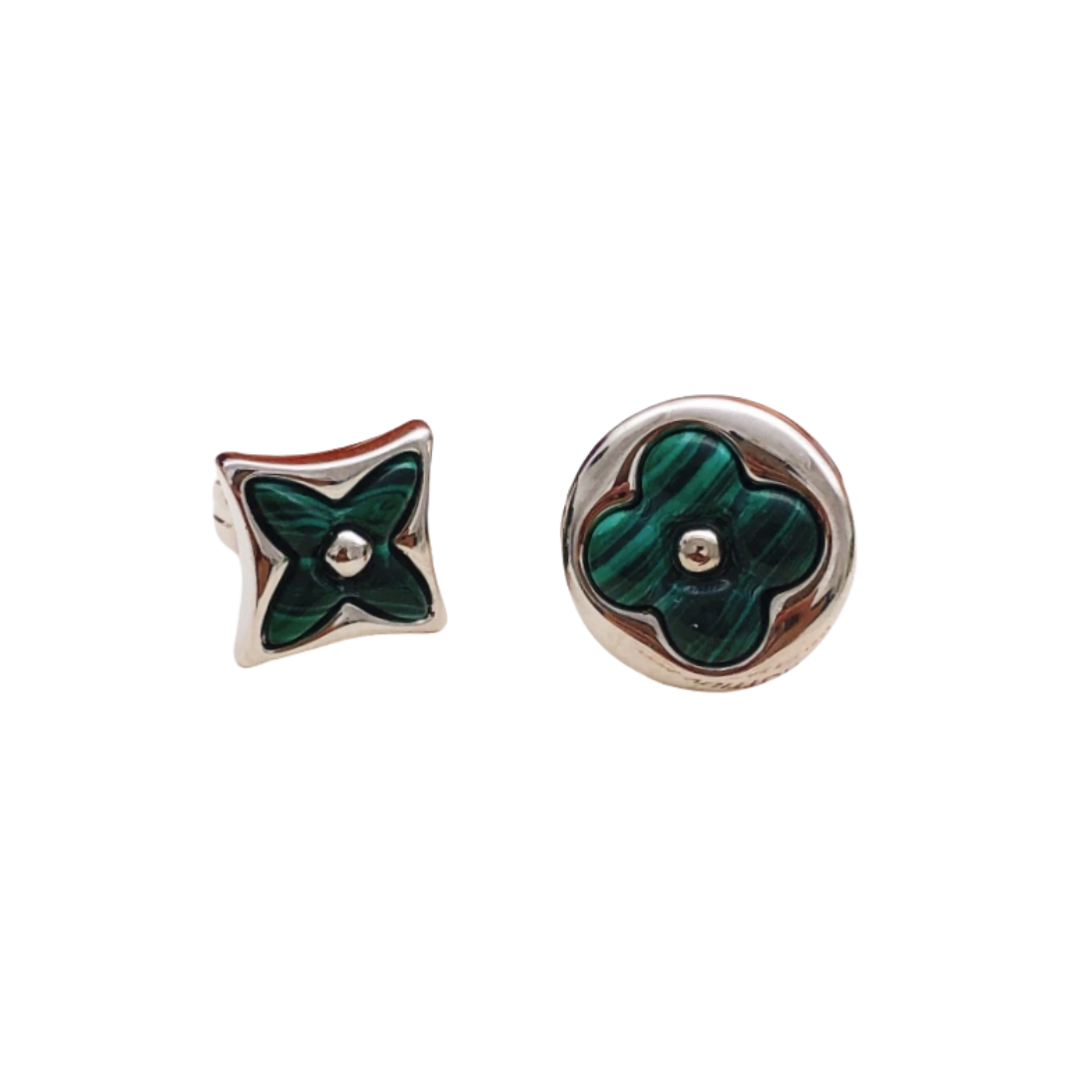 LVE119 Vuitton Green Mother of Pearl Color Blossom Star & Sun Stud Earrings - ccjewelryacc