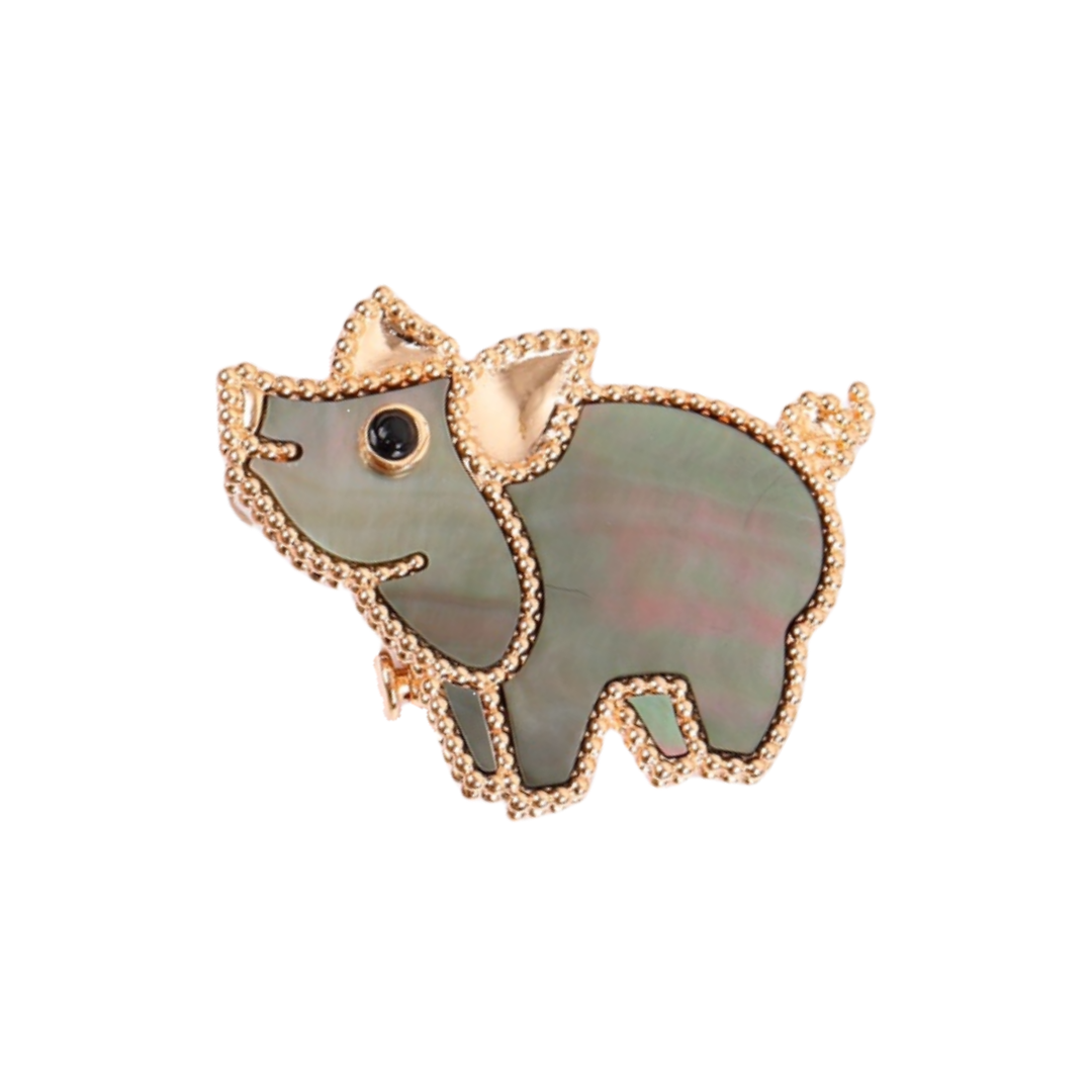 VCB024 18k gold Lucky Animals Pig brooch pin - ccjewelryacc