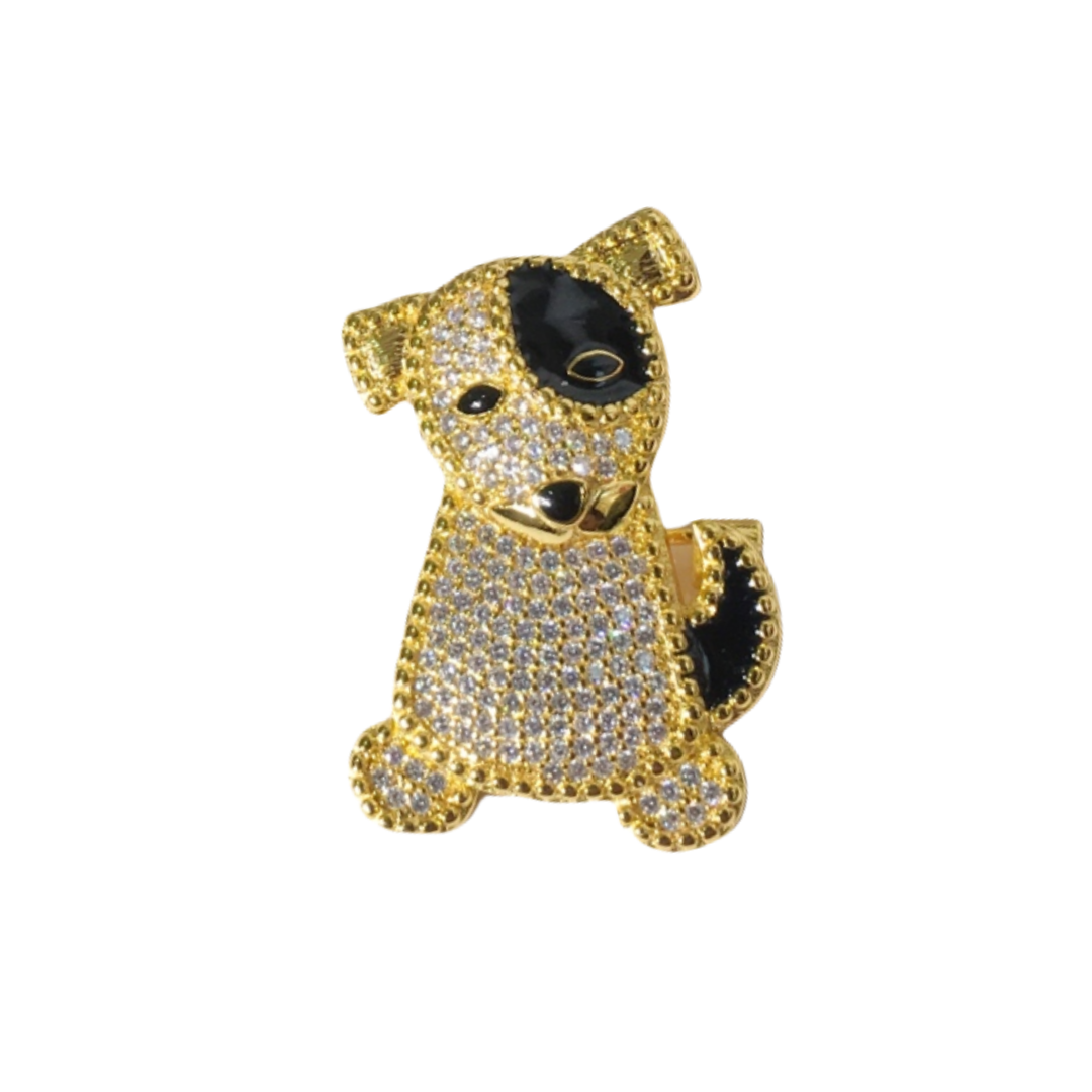 VCB012 Full crystal Lucky Animals Hedgehog/dog/cat/lion/Owl/rabbit brooch pin 18 gold - ccjewelryacc