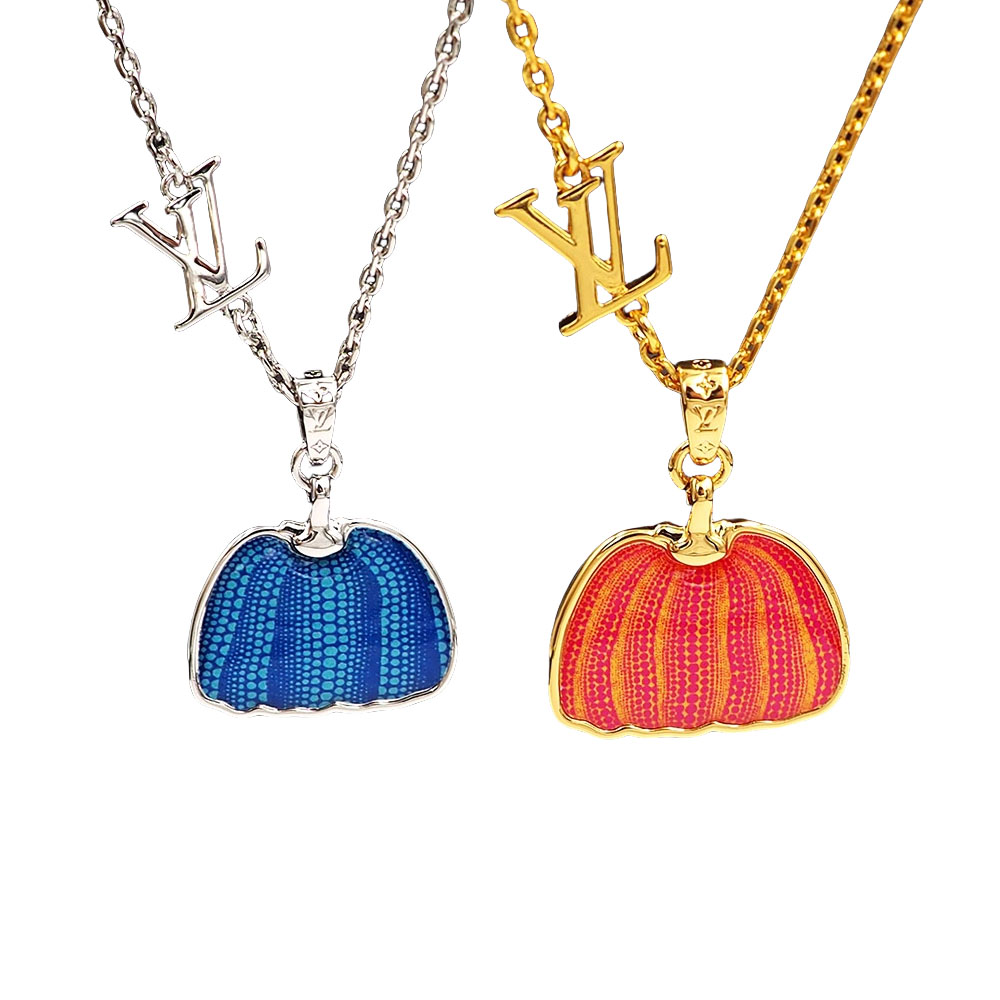 LVN009 LV x YK Pumpkin pendant necklace for men - ccjewelryacc
