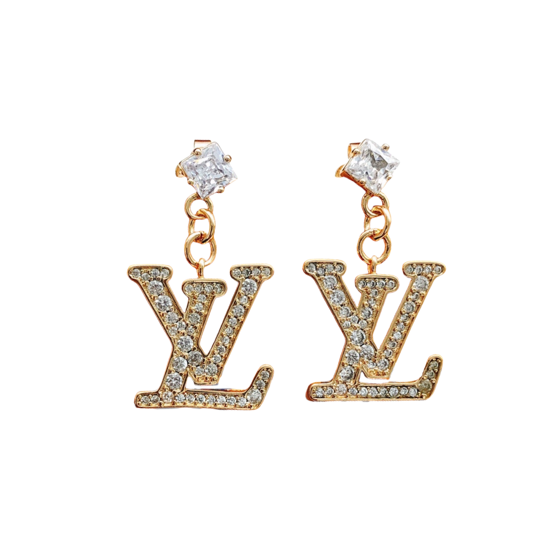 LVE015 VL Drop earring in metal and crystal - ccjewelryacc