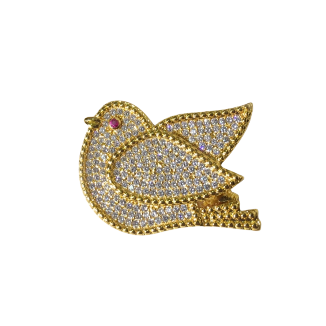 VCB012 Full crystal Lucky Animals Hedgehog/dog/cat/lion/Owl/rabbit brooch pin 18 gold - ccjewelryacc