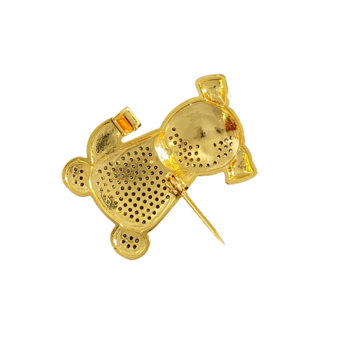 VCB012 Full crystal Lucky Animals Hedgehog/dog/cat/lion/Owl/rabbit brooch pin 18 gold - ccjewelryacc