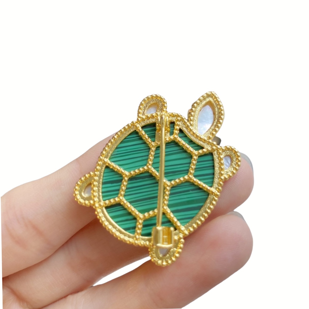 VCB007 Lucky Animals turtle brooch pin 18k gold - ccjewelryacc