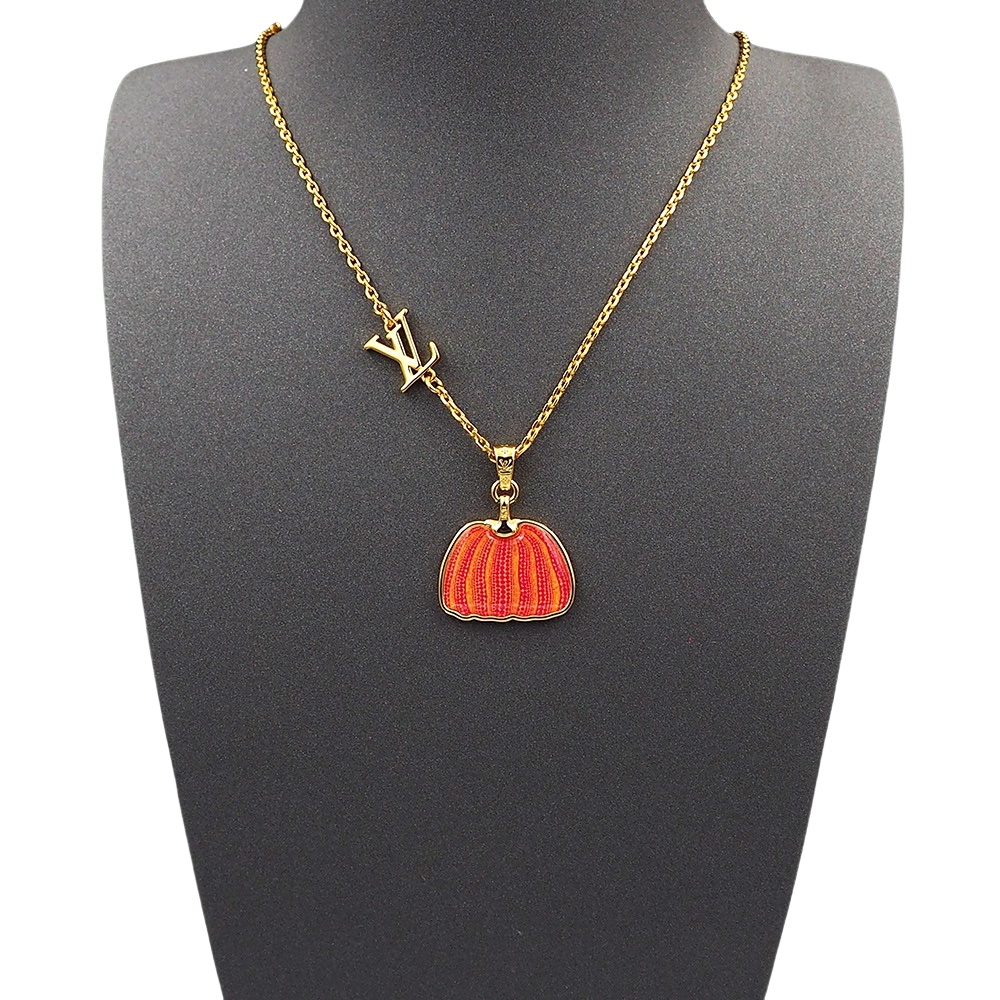 LVN009 LV x YK Pumpkin pendant necklace for men - ccjewelryacc