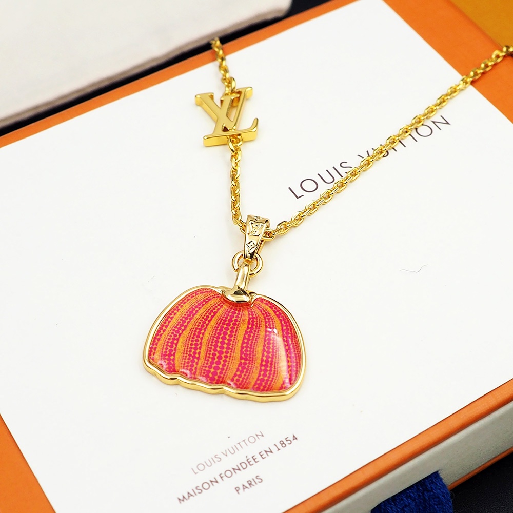 LVN009 LV x YK Pumpkin pendant necklace for men - ccjewelryacc