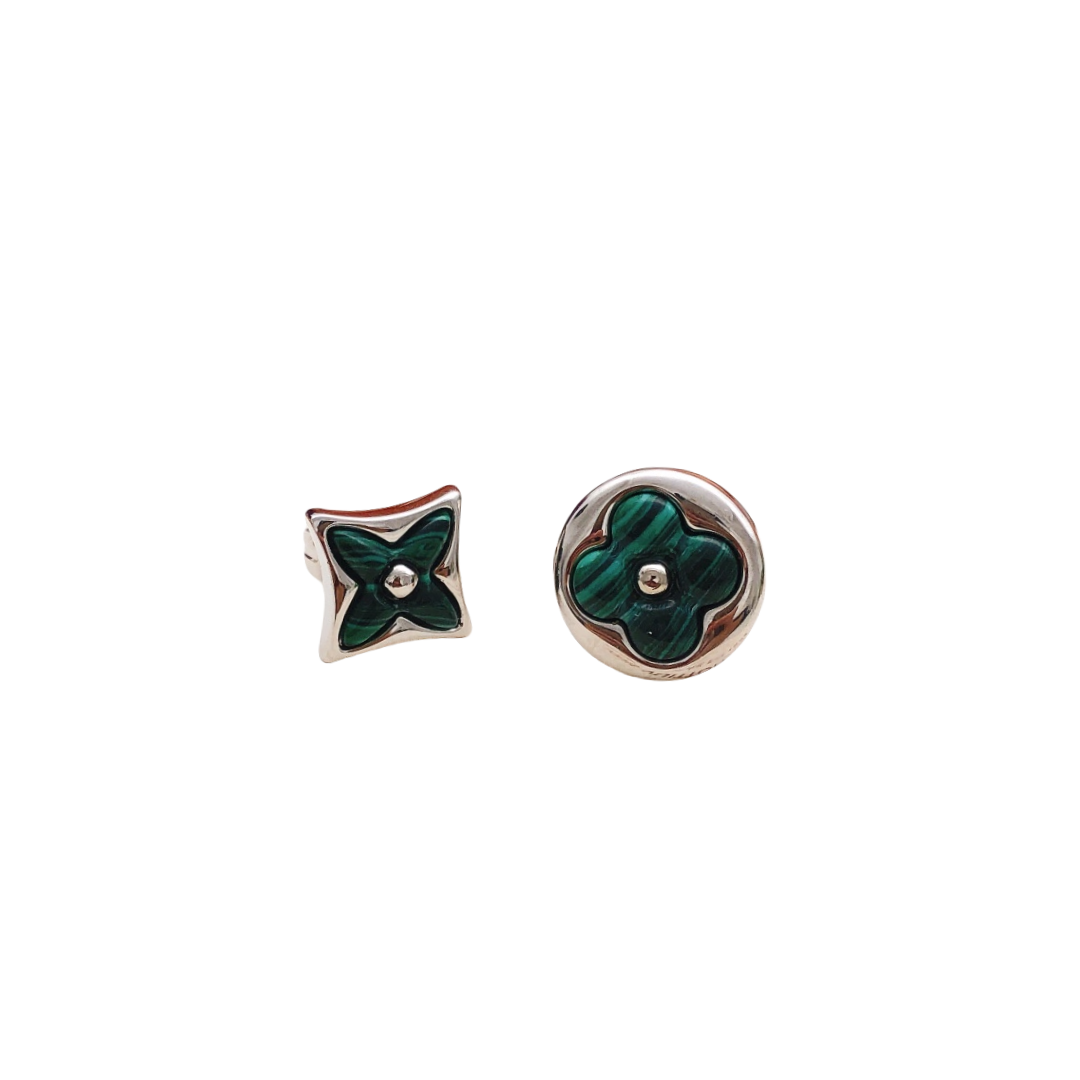 LVE119 Vuitton Green Mother of Pearl Color Blossom Star & Sun Stud Earrings - ccjewelryacc