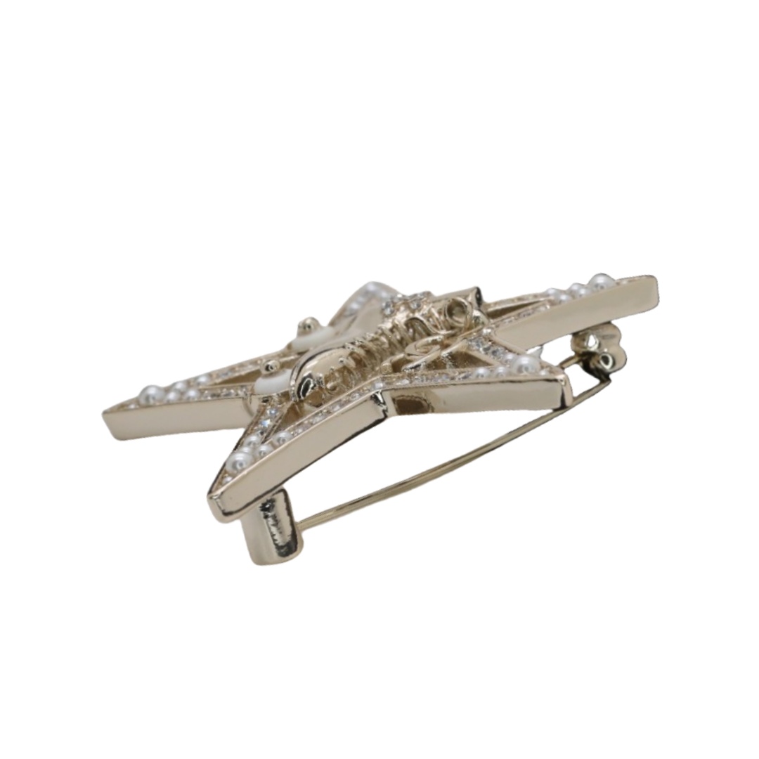 BCB292 Hollow star roller skates pearl rhinestone brooch pin - ccjewelryacc