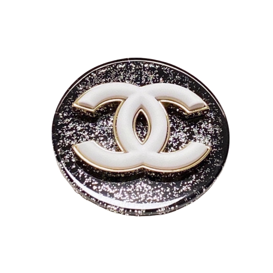 BCB171 Round Black CC brooch pin - ccjewelryacc