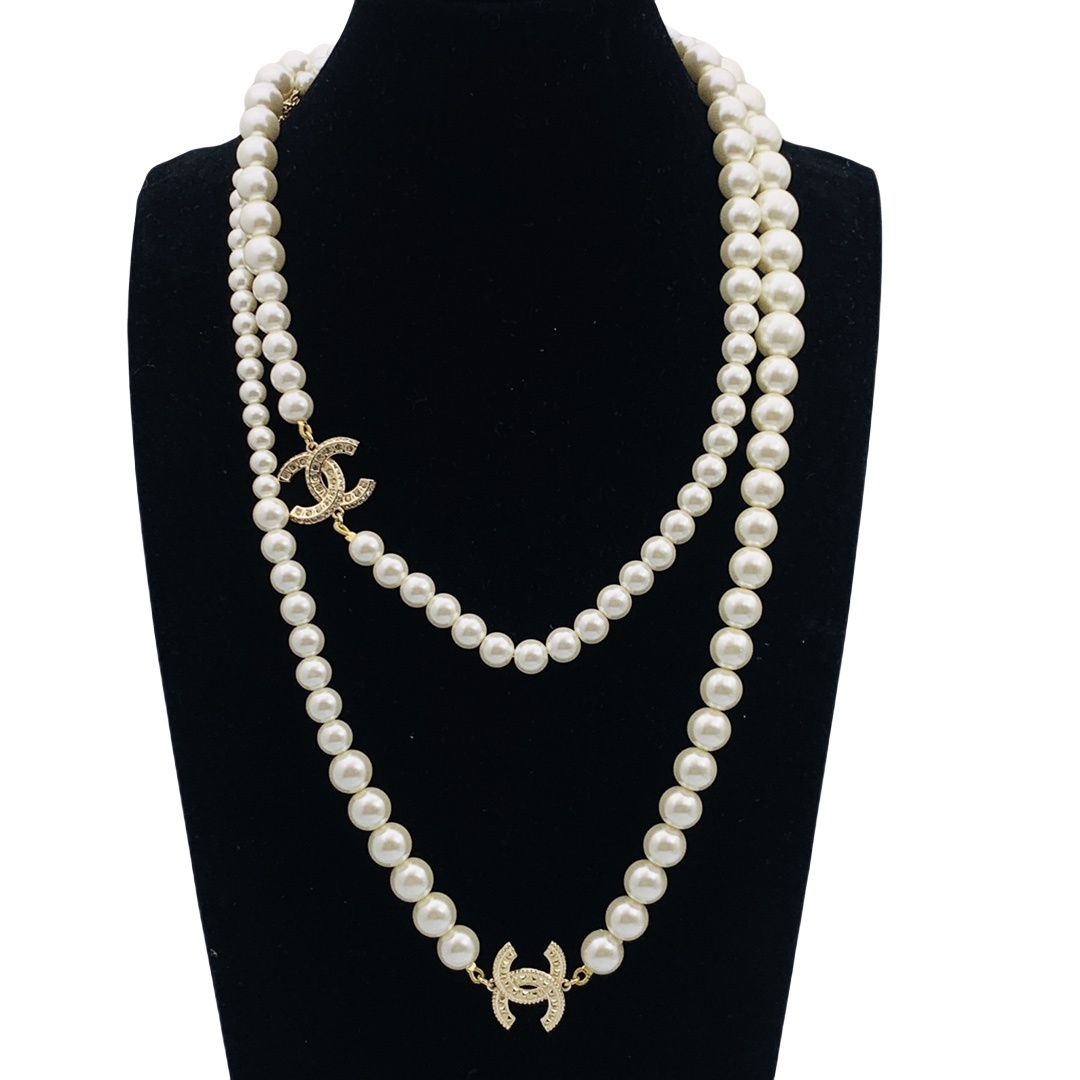 CCL294 CC long pearl chain cc sweater chain - ccjewelryacc