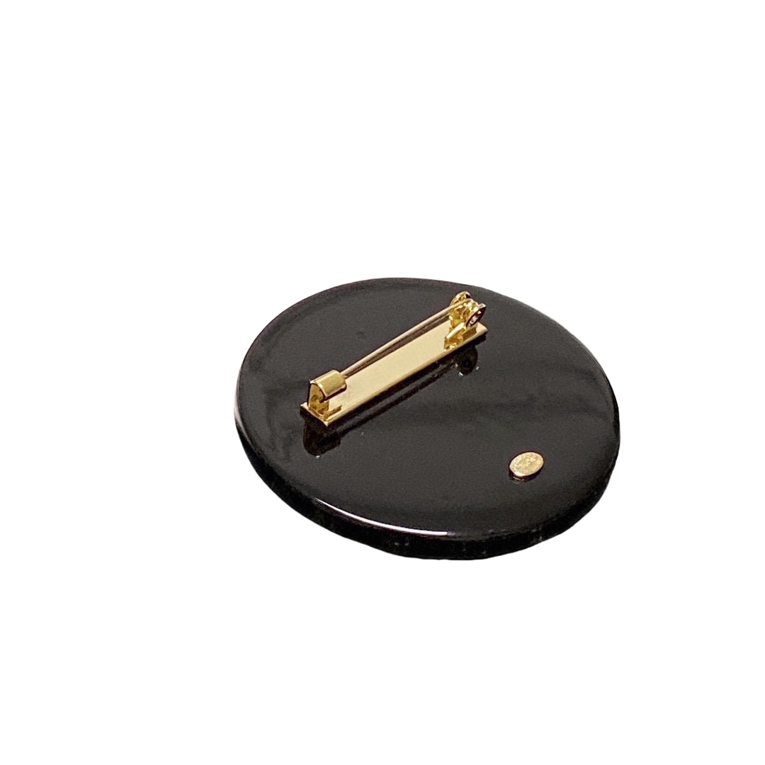 BCB171 Round Black CC brooch pin - ccjewelryacc