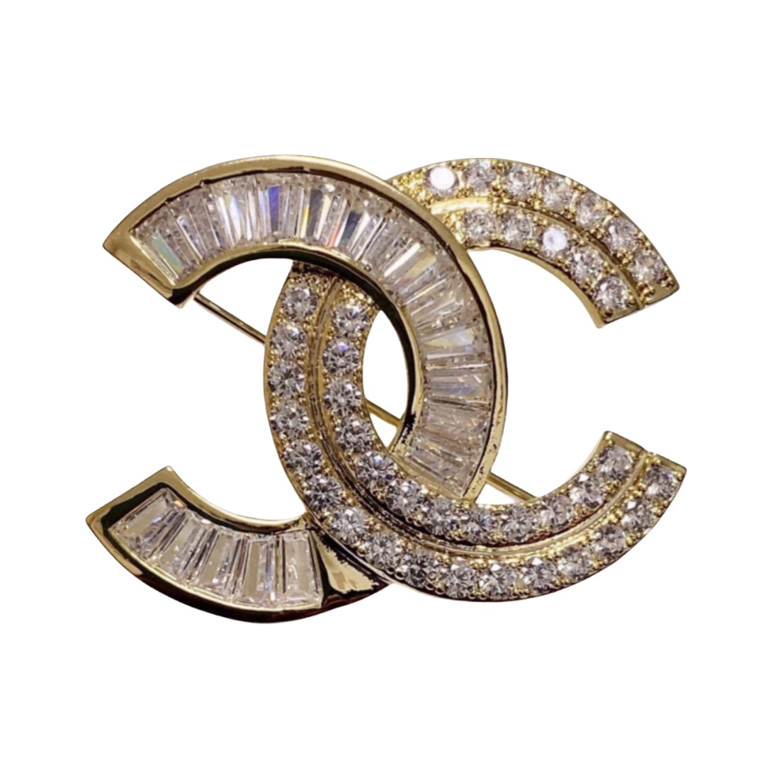 BCB508 Metal crystal cc brooch pin - ccjewelryacc