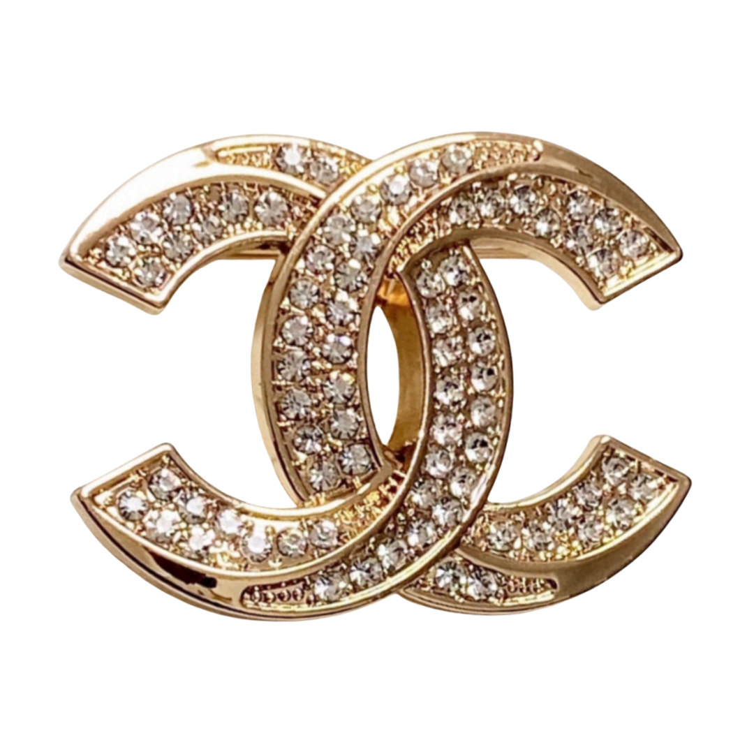 BCB155 Metal crystal CC brooch pin - ccjewelryacc
