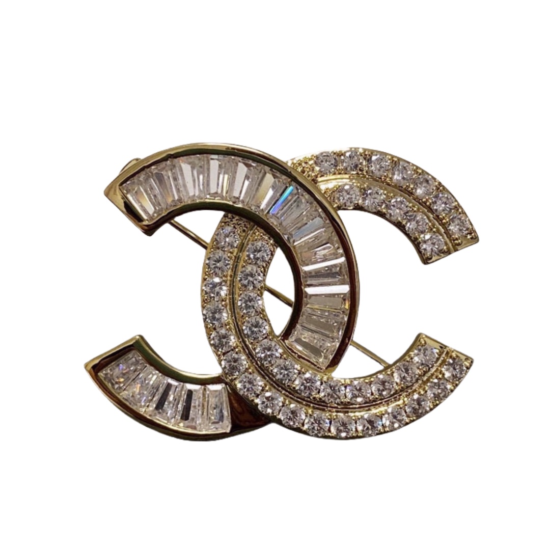 BCB508 Metal crystal cc brooch pin - ccjewelryacc