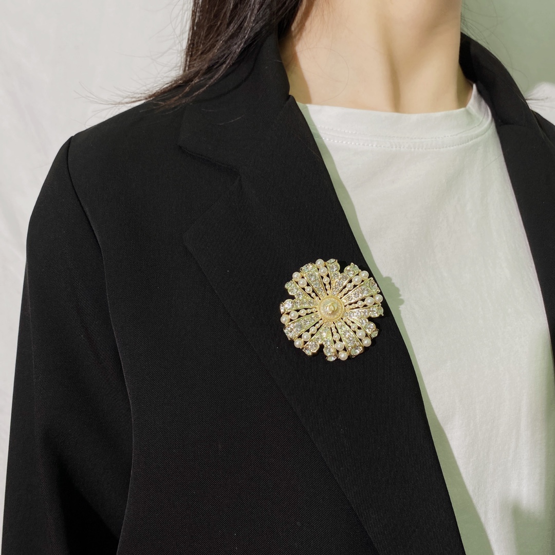 BCB182 Pearl crystal cross round bowknot clover flower brooch pin - ccjewelryacc