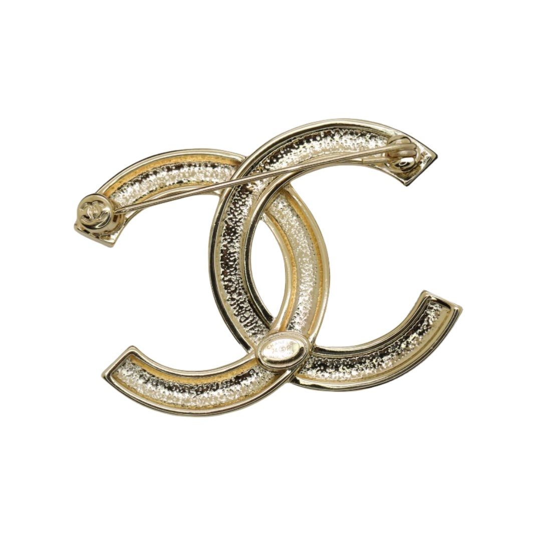 BCB293 Metal embossment and crystal cc brooch pin - ccjewelryacc