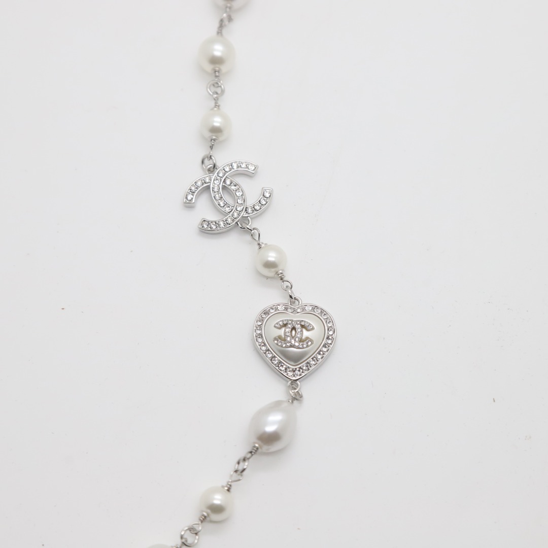 CCL241 23B Heart CC Long Chain Necklace sweater chain - ccjewelryacc