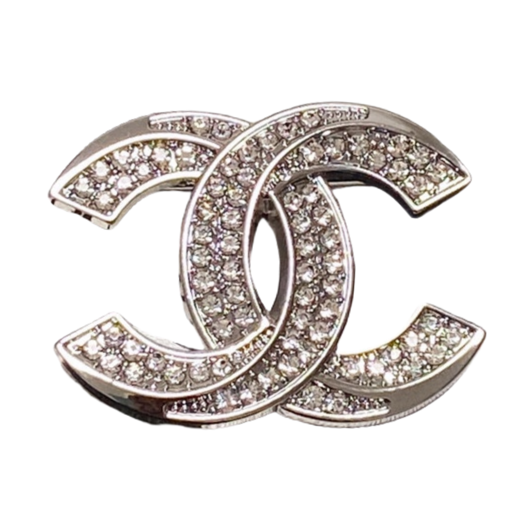 BCB155 Metal crystal CC brooch pin - ccjewelryacc