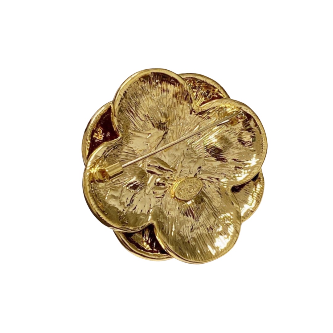 BCB509 Metal Black and white camellia flower brooch pin - ccjewelryacc