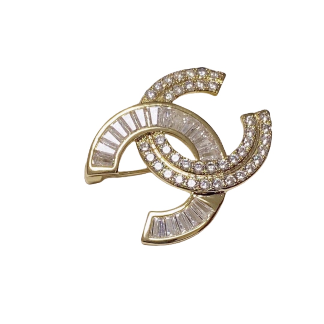 BCB508 Metal crystal cc brooch pin - ccjewelryacc