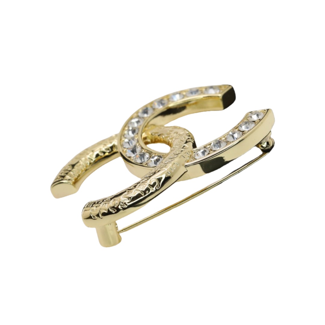 BCB293 Metal embossment and crystal cc brooch pin - ccjewelryacc